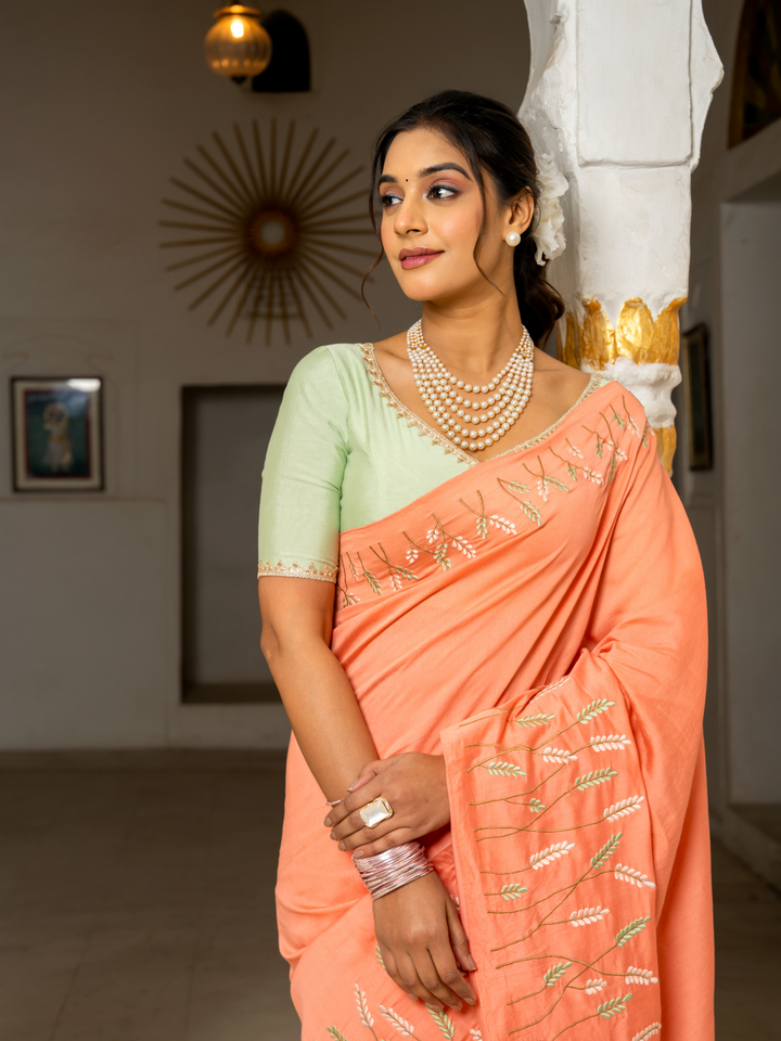 MAHIRA CHANDERI EMBROIDERY SAREE