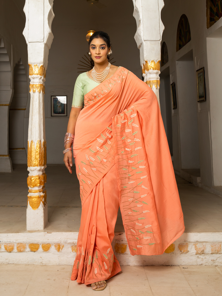 MAHIRA CHANDERI EMBROIDERY SAREE