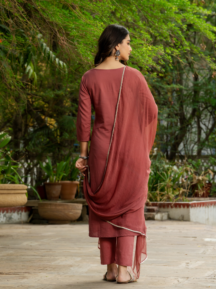 RADIANT RUST ZARI KURTA SET