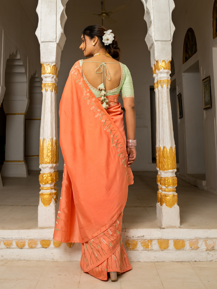 MAHIRA CHANDERI EMBROIDERY SAREE
