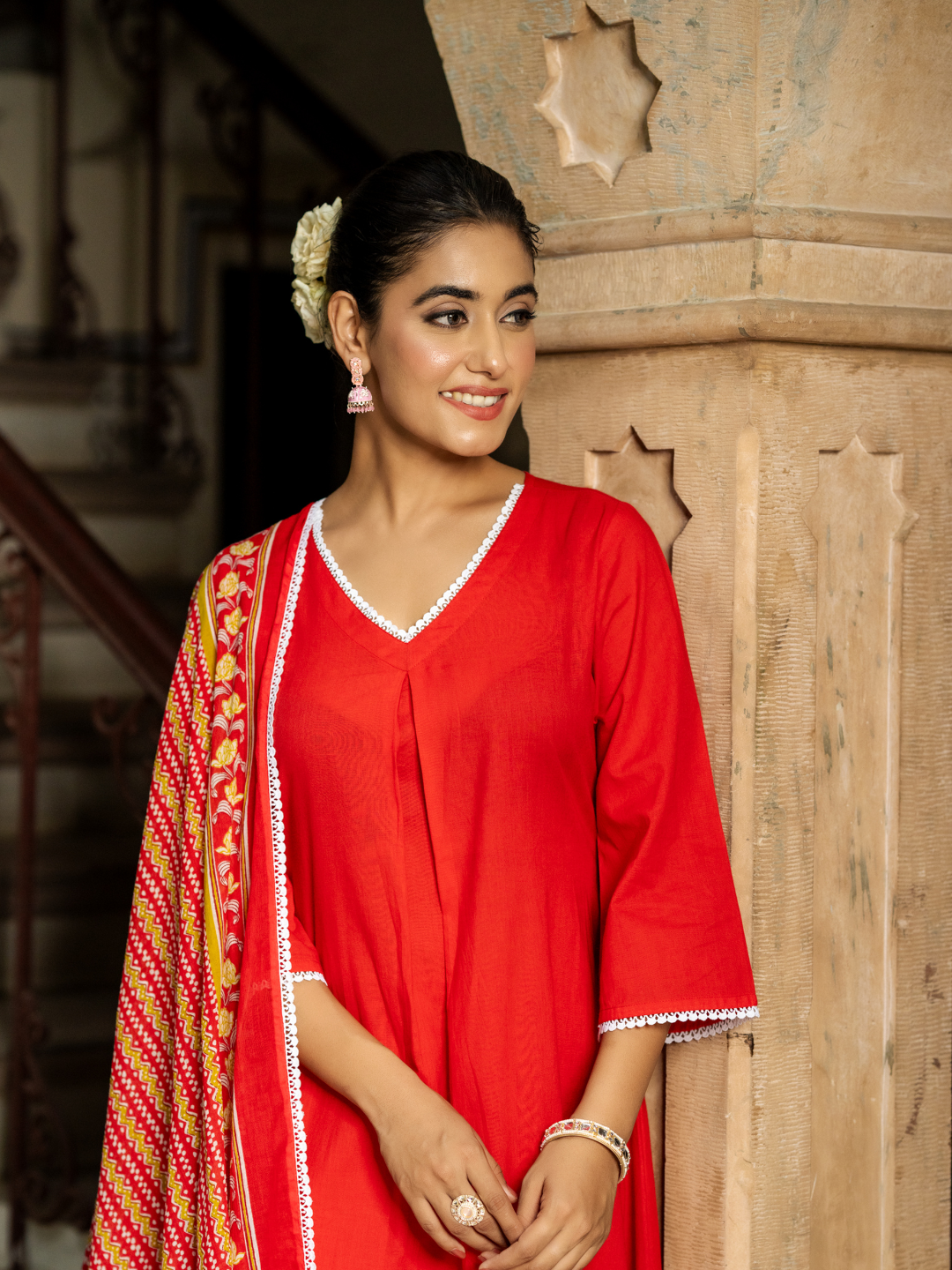 RADIANT RED RELAXED KURTA SET