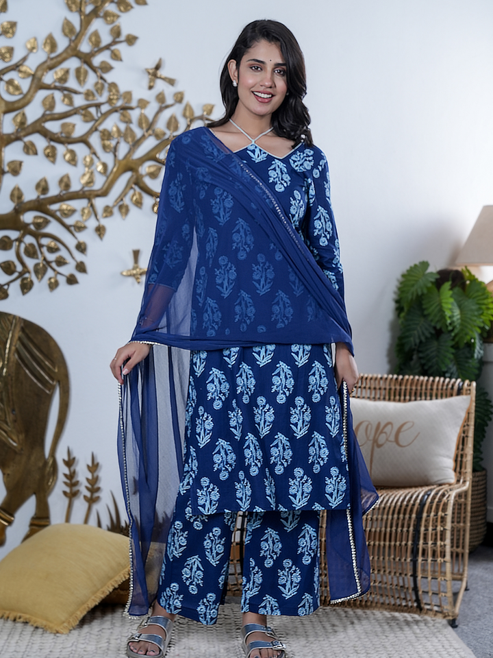 INDIRA NEEL COTTON SET