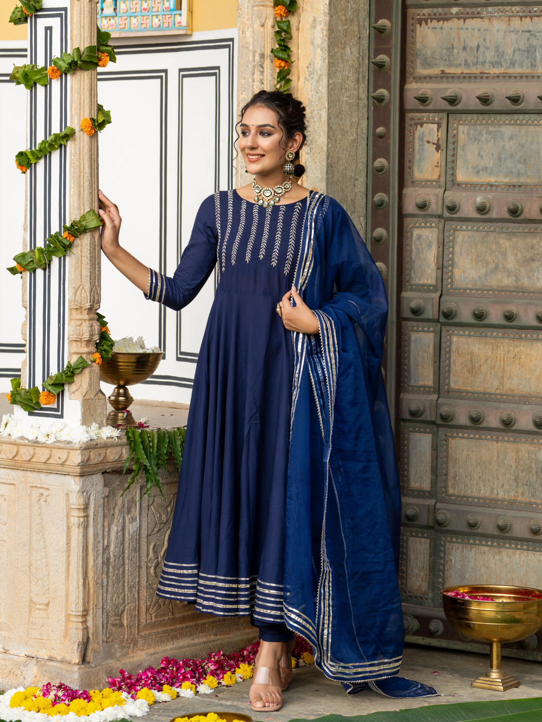 BLUE SERENITY ZARI ANARKALI SET