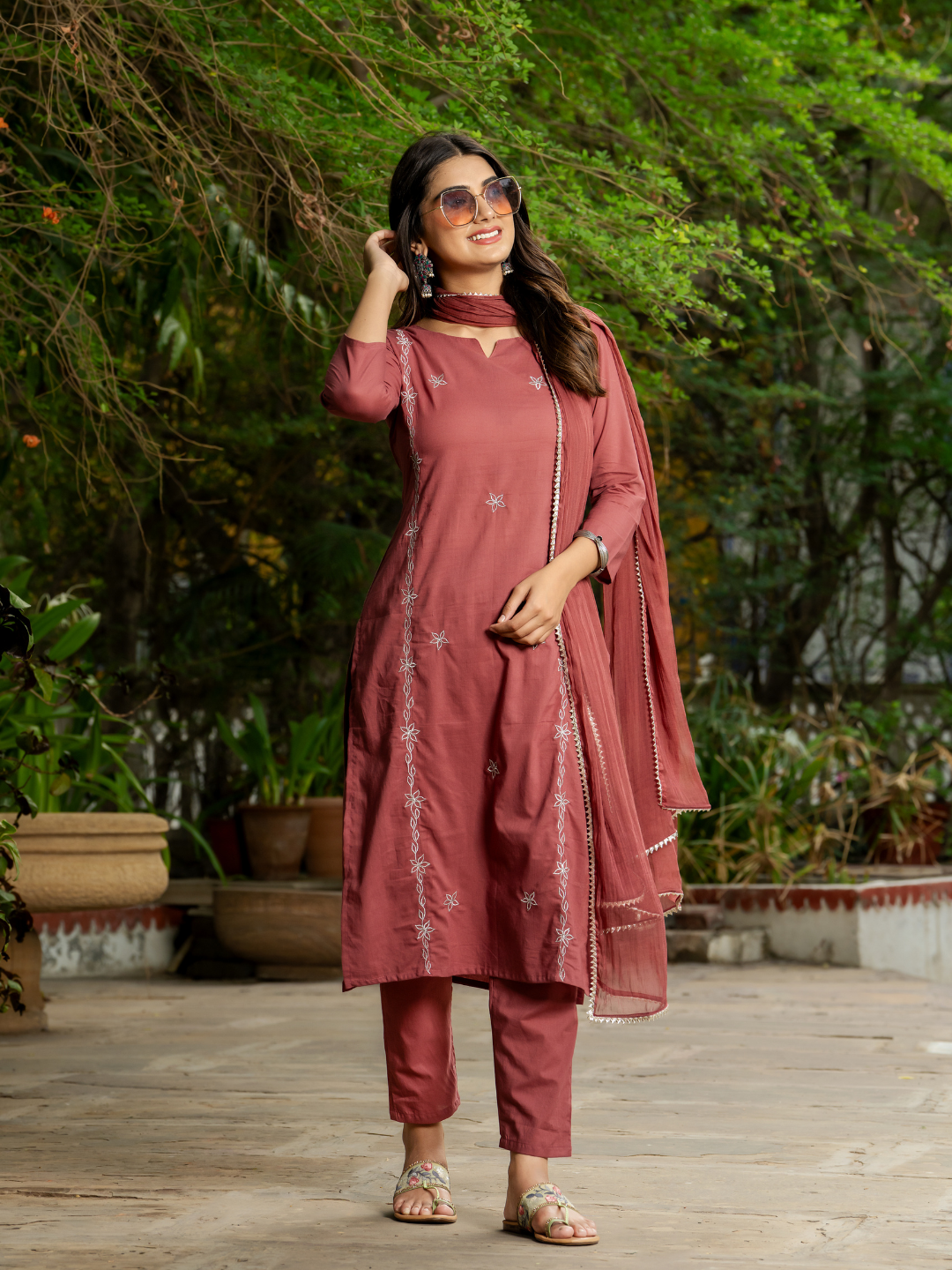 RADIANT RUST ZARI KURTA SET