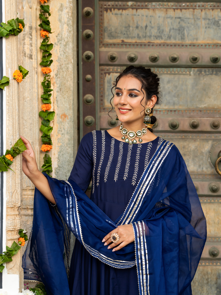 BLUE SERENITY ZARI ANARKALI SET