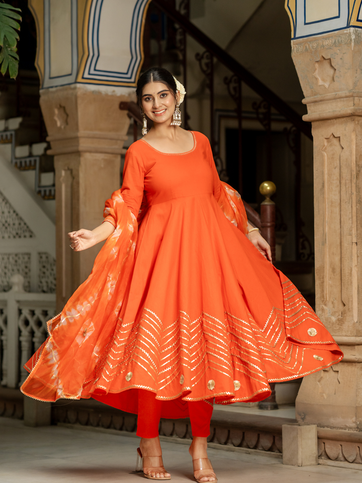 ORANGE AURA GOTA SUIT SET