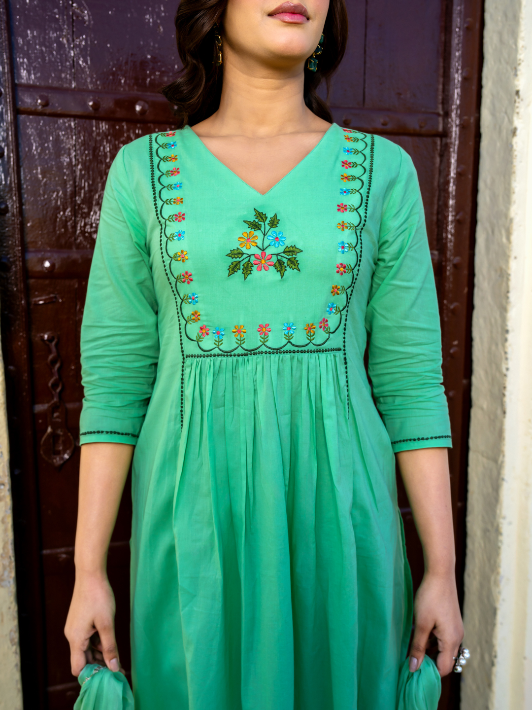 EMERA COTTON EMBROIDERED KURTA SET