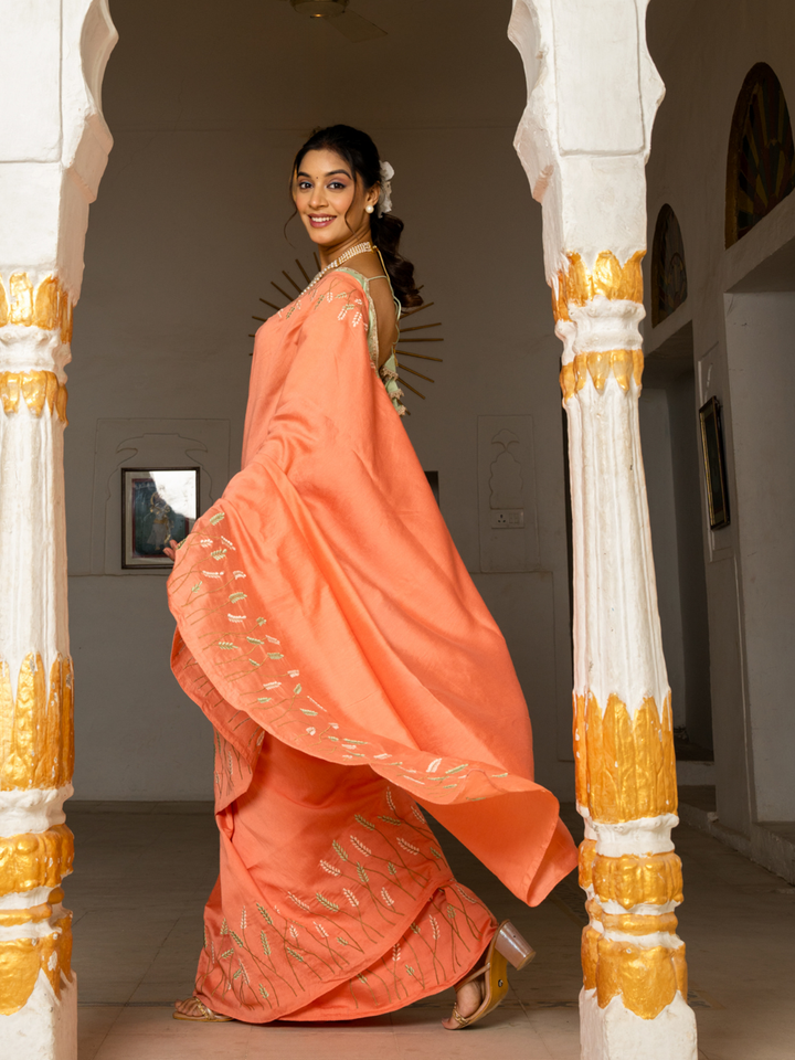MAHIRA CHANDERI EMBROIDERY SAREE