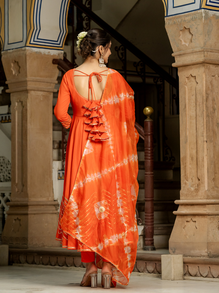 ORANGE AURA GOTA SUIT SET