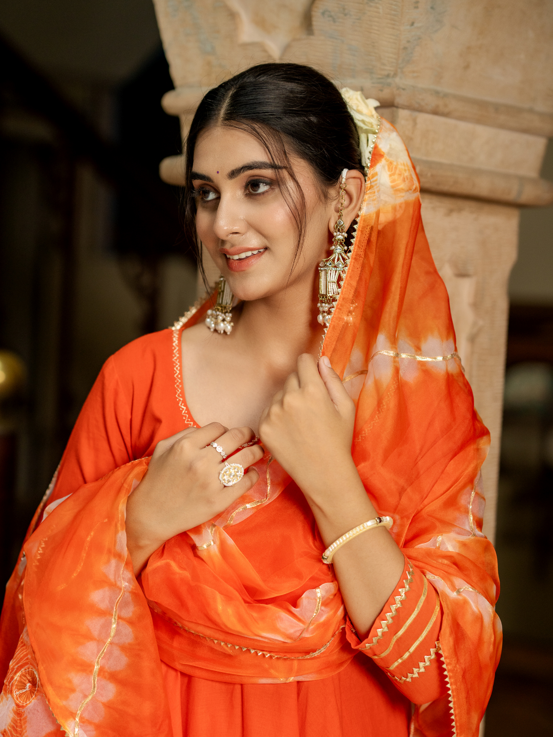 ORANGE AURA GOTA SUIT SET