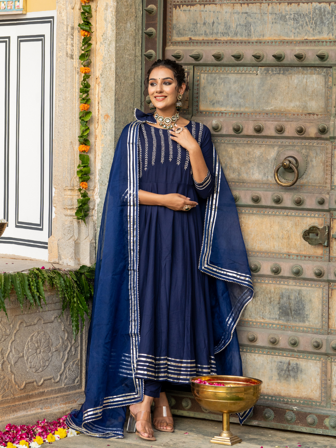 BLUE SERENITY ZARI ANARKALI SET