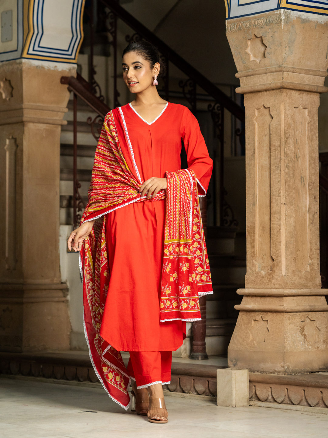 RADIANT RED RELAXED KURTA SET