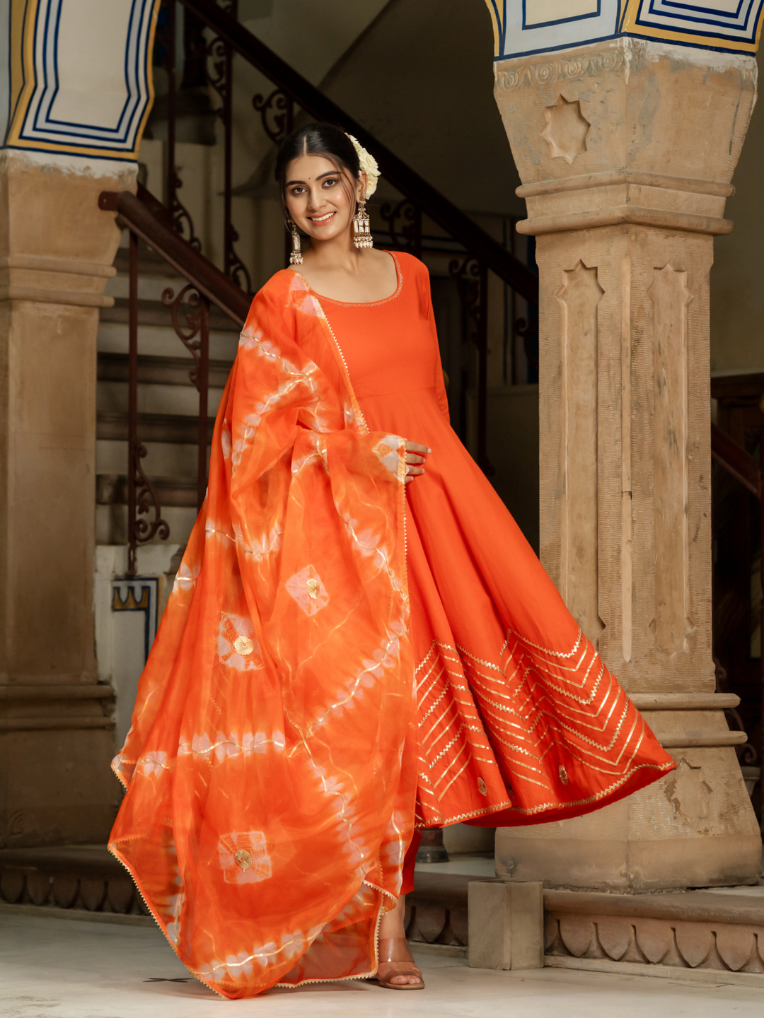 ORANGE AURA GOTA SUIT SET