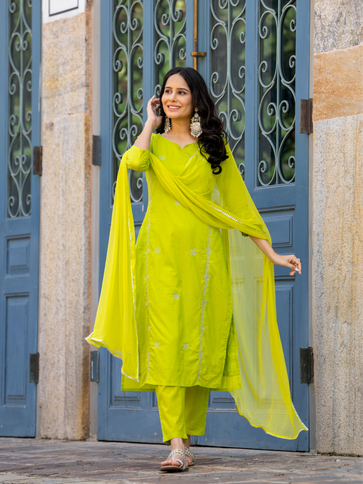 LUSH GREEN ZARI KURTA SET