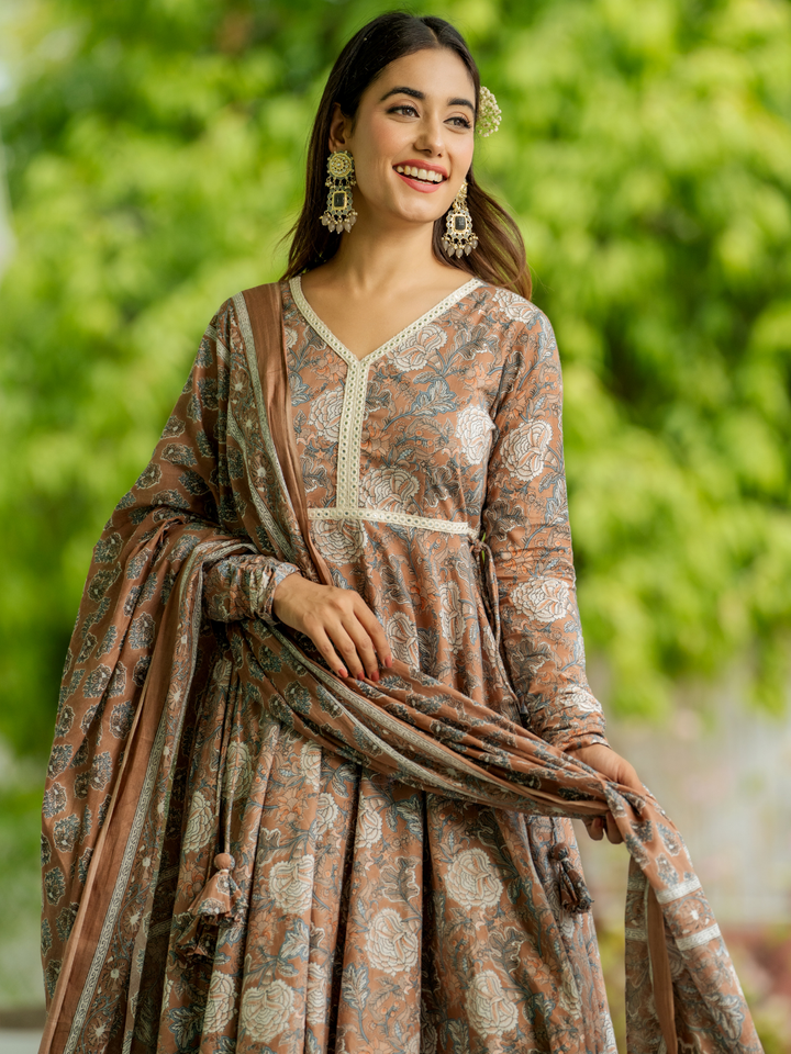 BLOSSOM BROWN PALAZZO SET
