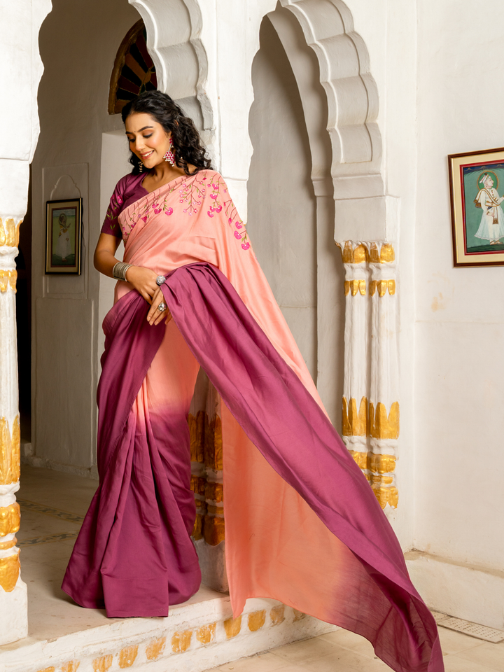 FLORENTIA CHANDERI EMBROIDERY SAREE