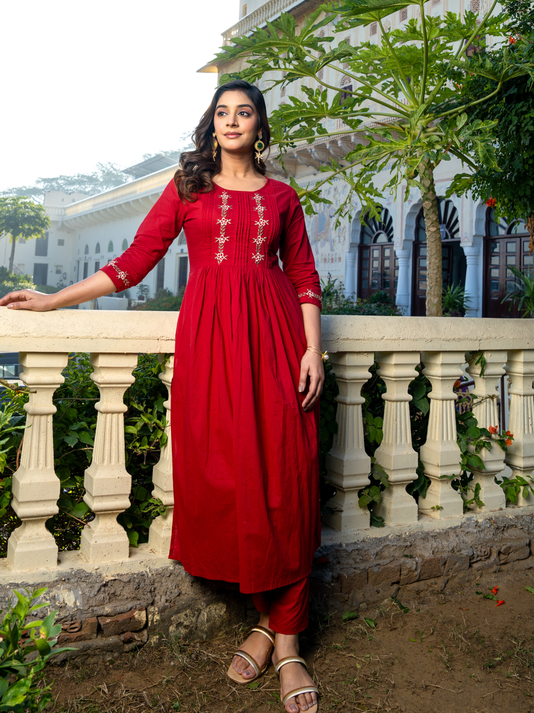 RUBORA COTTON EMBROIDERY KURTA SET