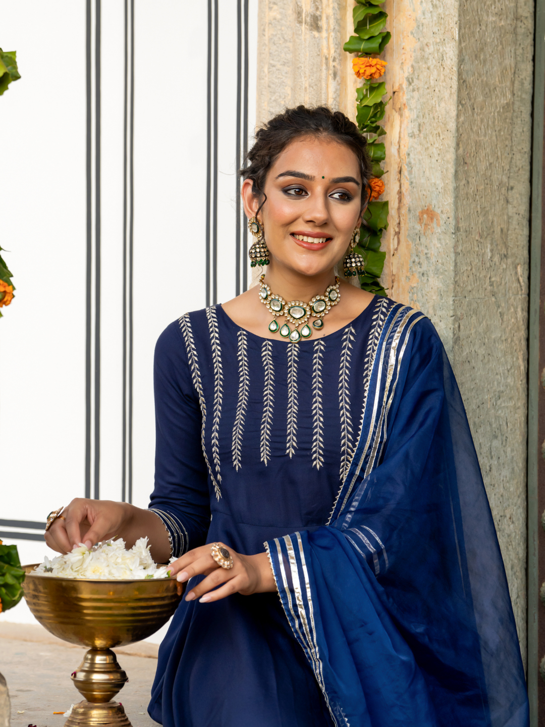 BLUE SERENITY ZARI ANARKALI SET
