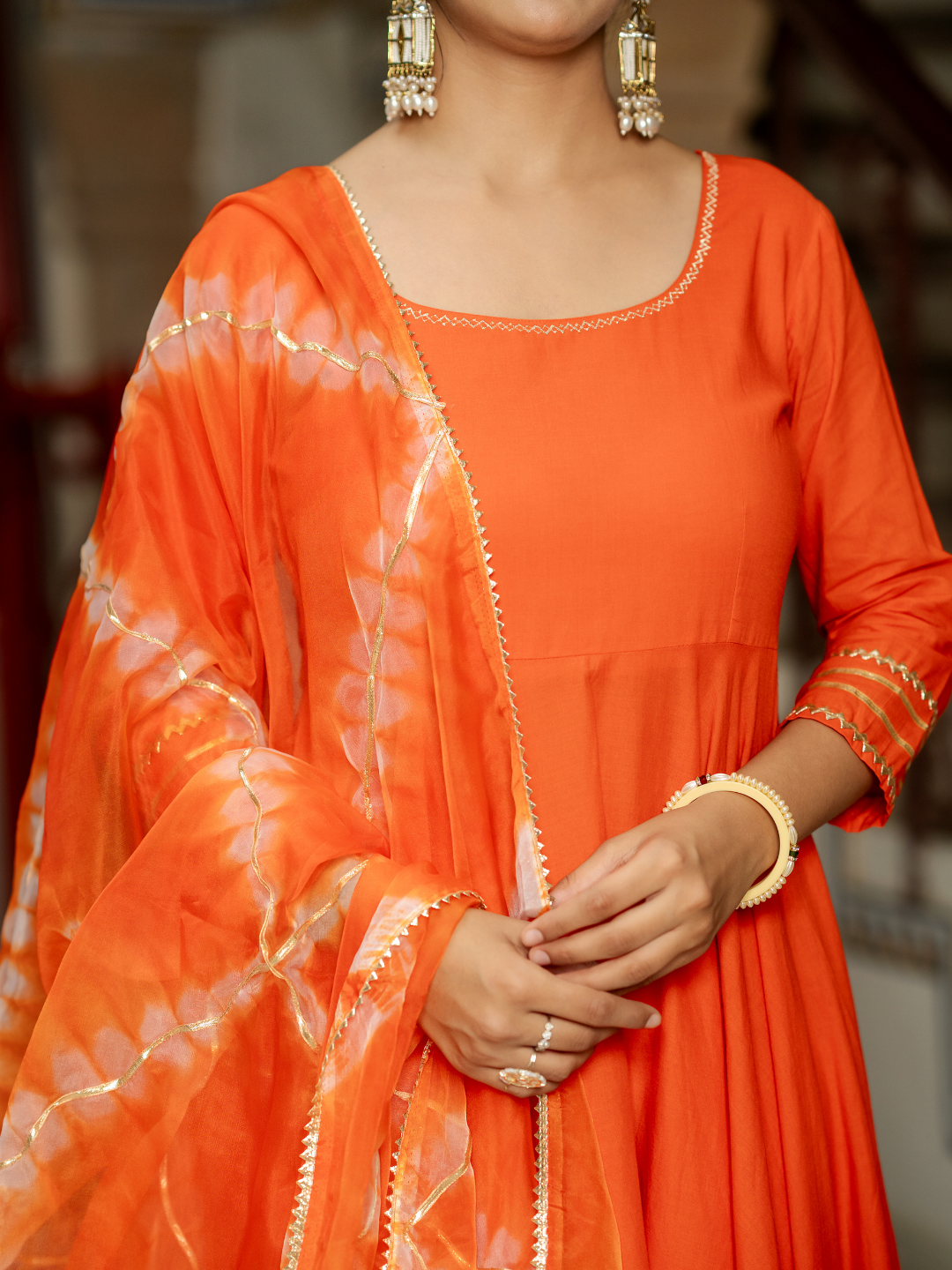 ORANGE AURA GOTA SUIT SET
