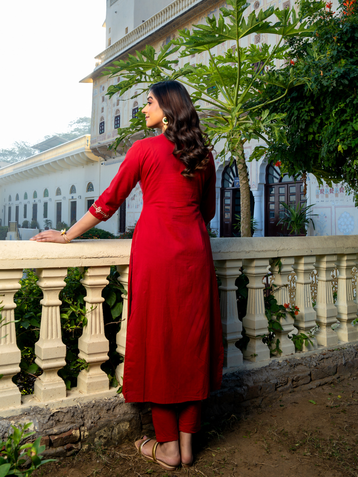 RUBORA COTTON EMBROIDERY KURTA SET