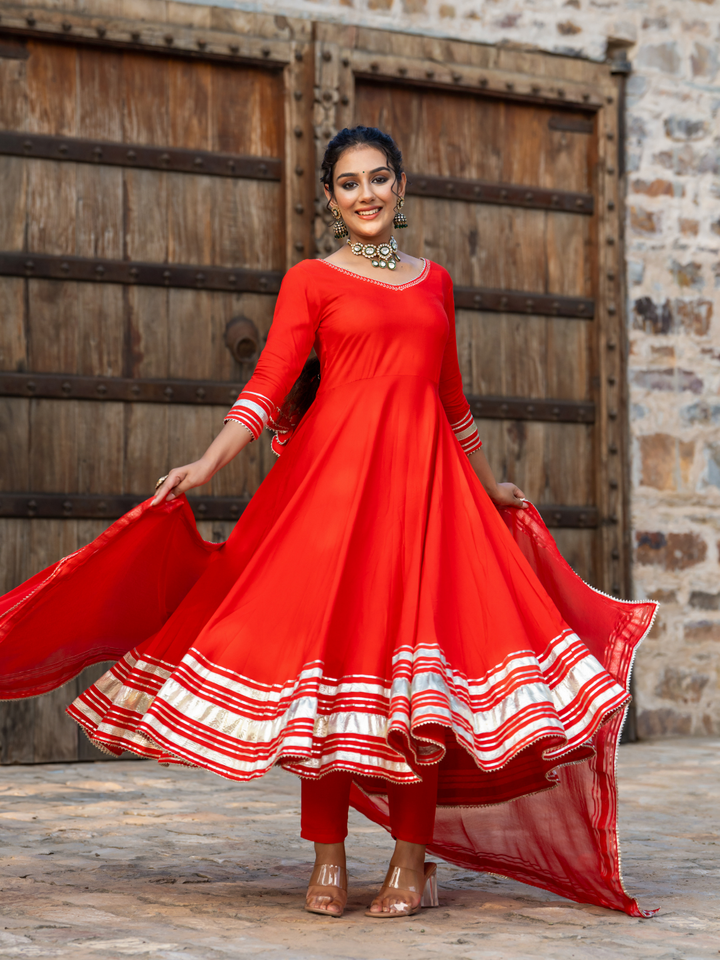 SCARLET GOTA ANARKALI SET