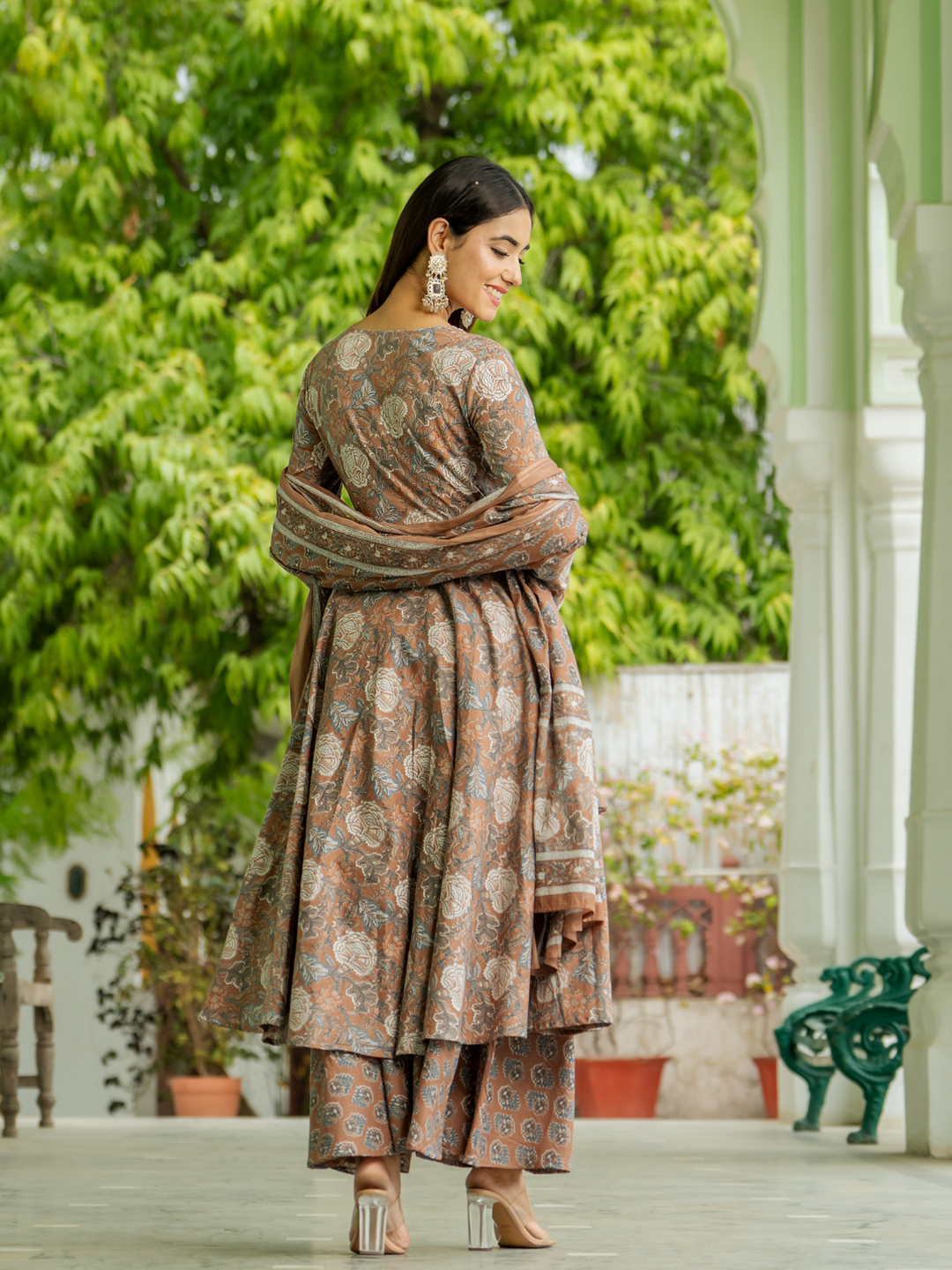 BLOSSOM BROWN PALAZZO SET