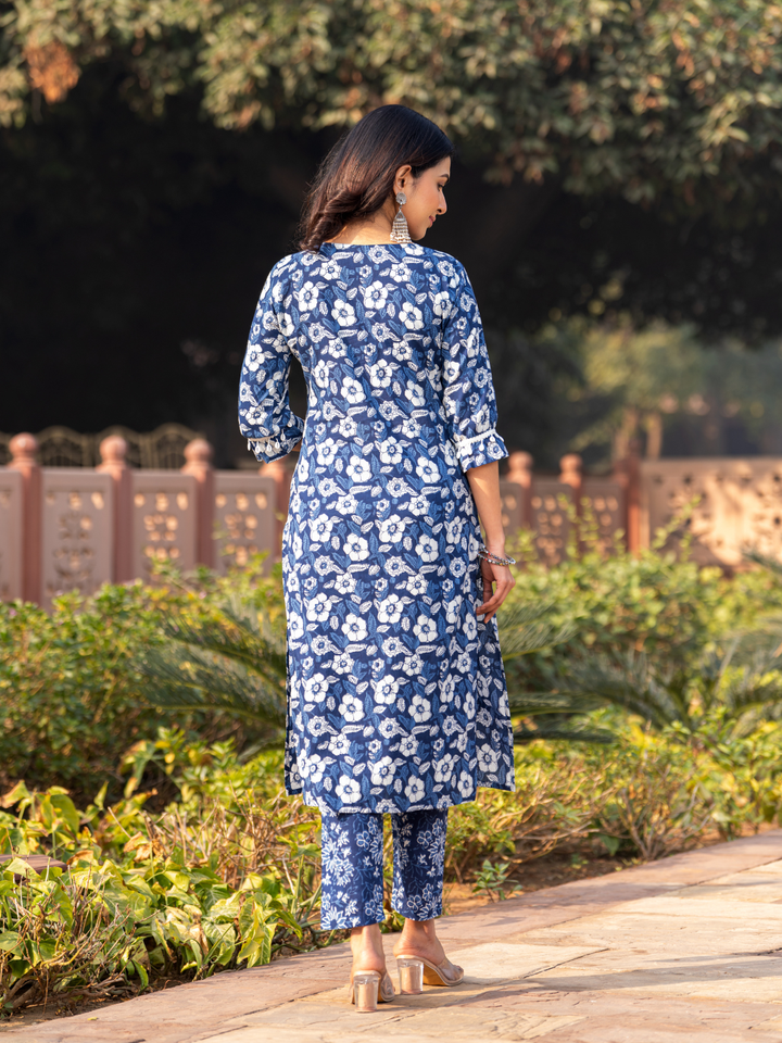 INDIGO LACE CHIC KURTA SET