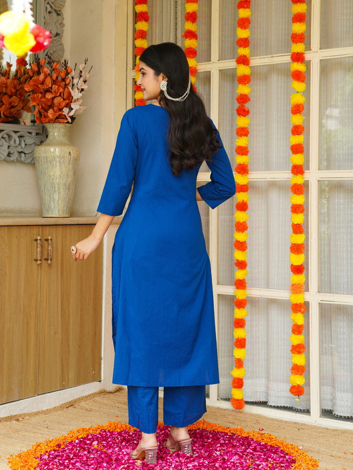 ROYAL BLUE AARI KURTA SET