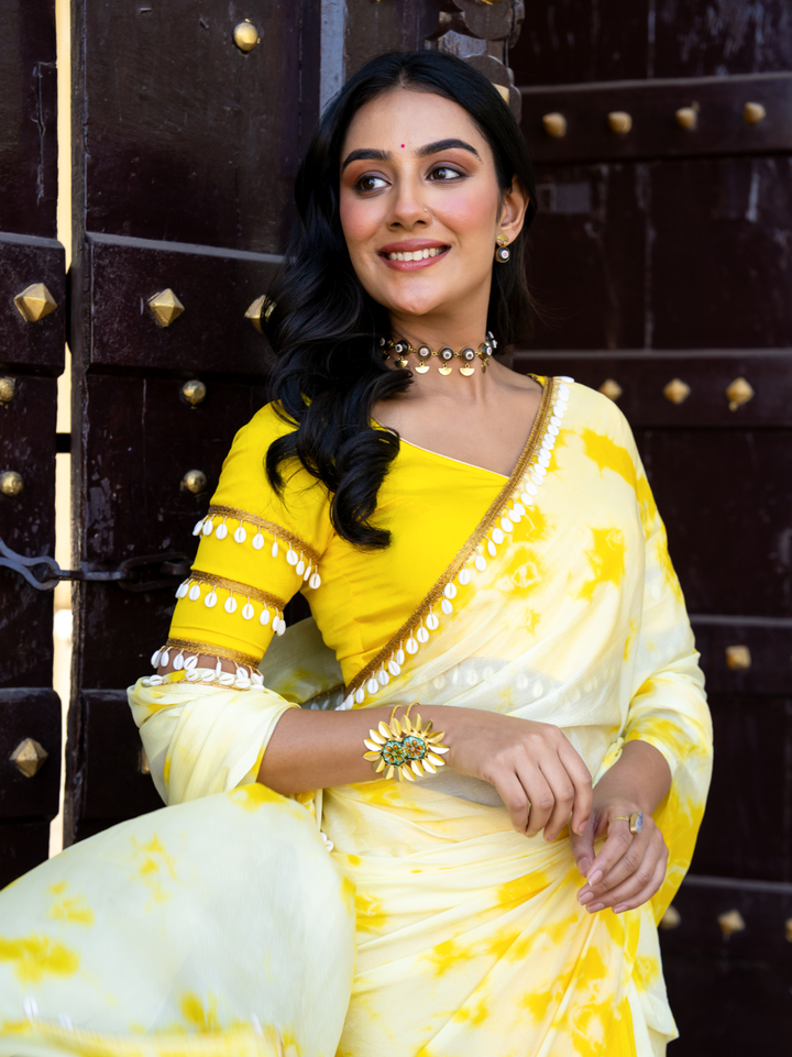 SUNFLOWER TIE-DYE PRE-DRAPED SAREE