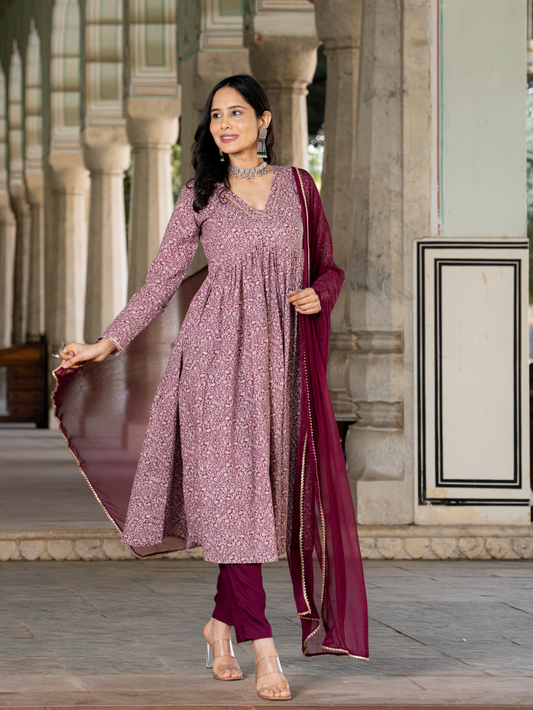GARNET COTTON FLARED KURTA SET