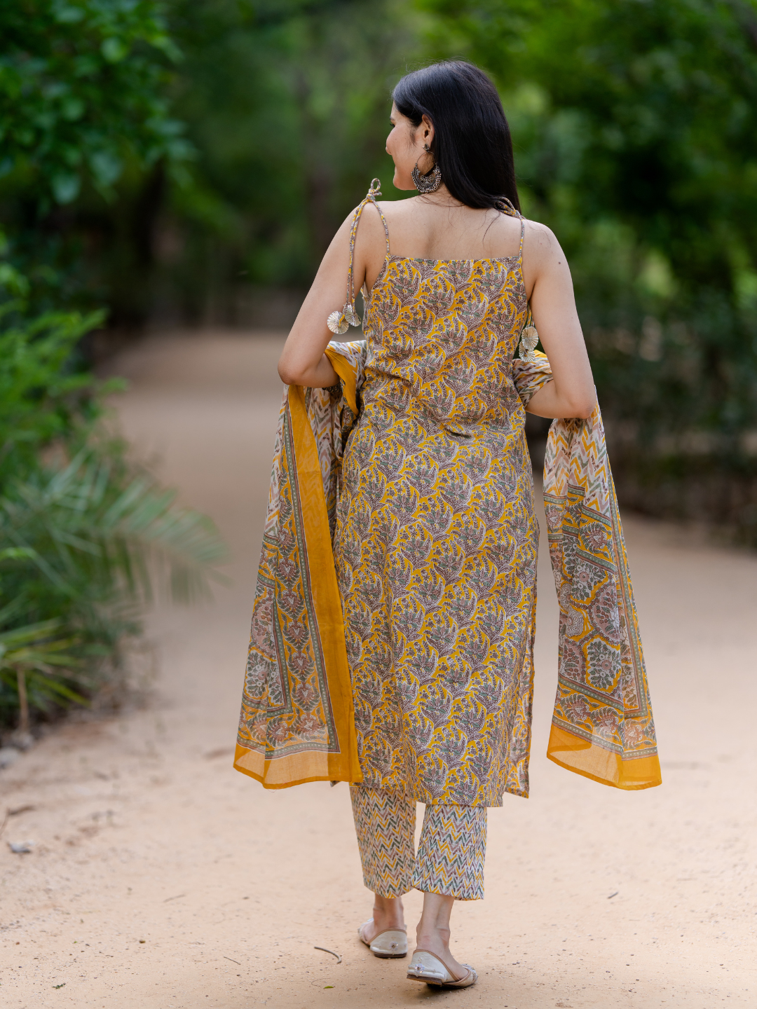 YELLOW COTTON CASUAL KURTA SET