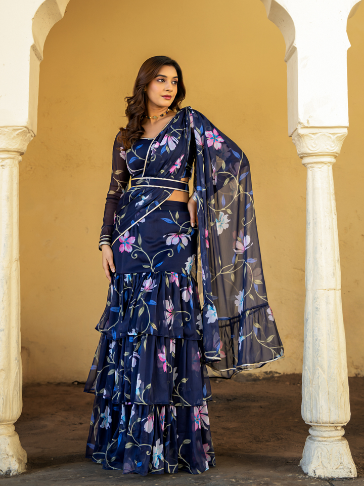 NEELAMIKA CHIFFON PRE-DRAPED SAREE