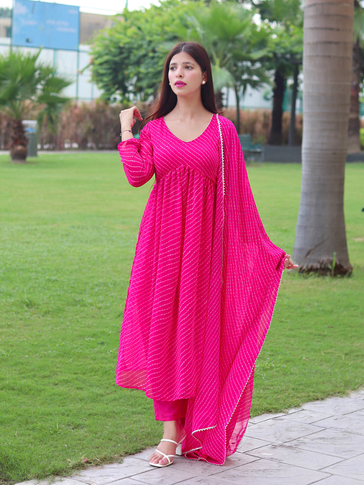 HOT PINK GEORGETTE FLOWY SUIT SET