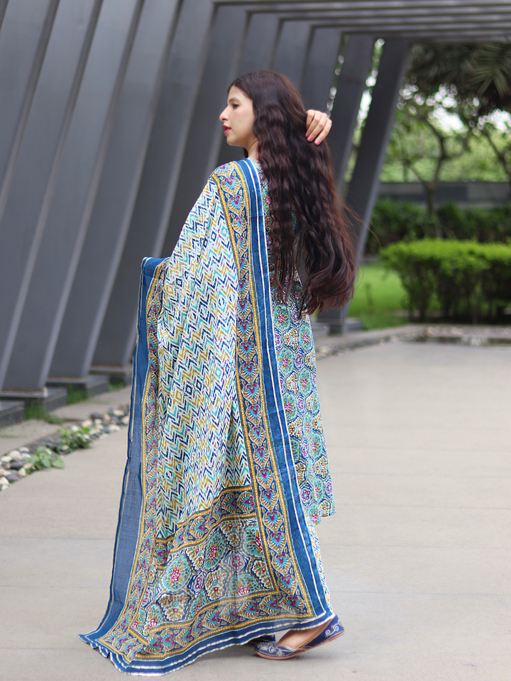 BLUE COTTON KURTA SET