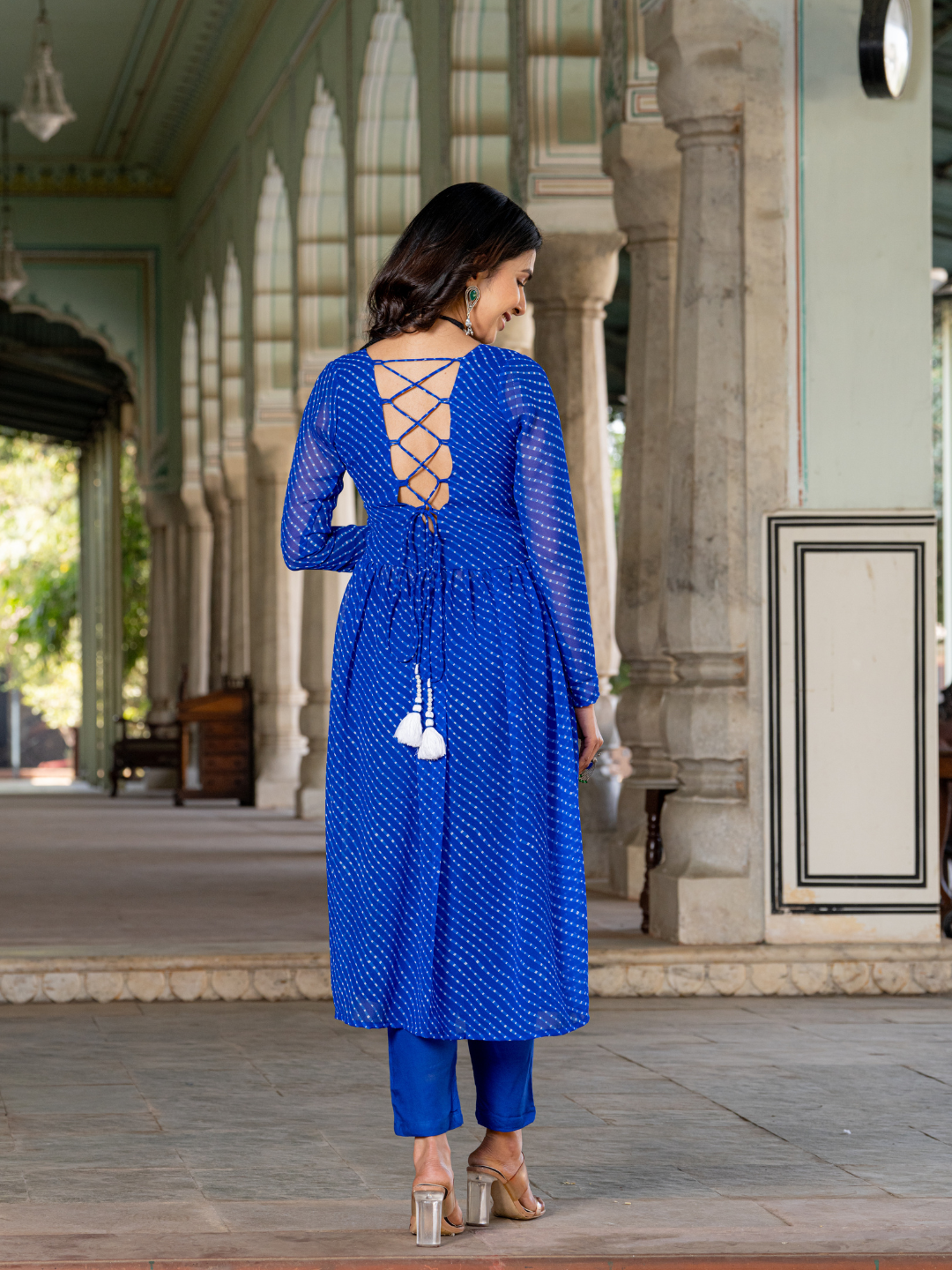 ROYAL BLUE GEORGETTE FLOWY SUIT SET
