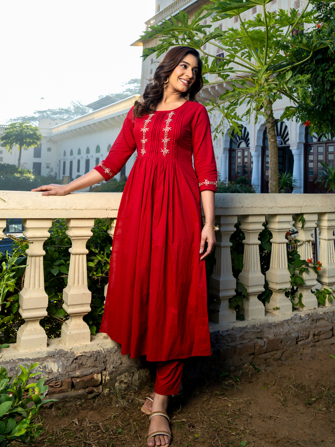 RUBORA COTTON EMBROIDERY KURTA SET
