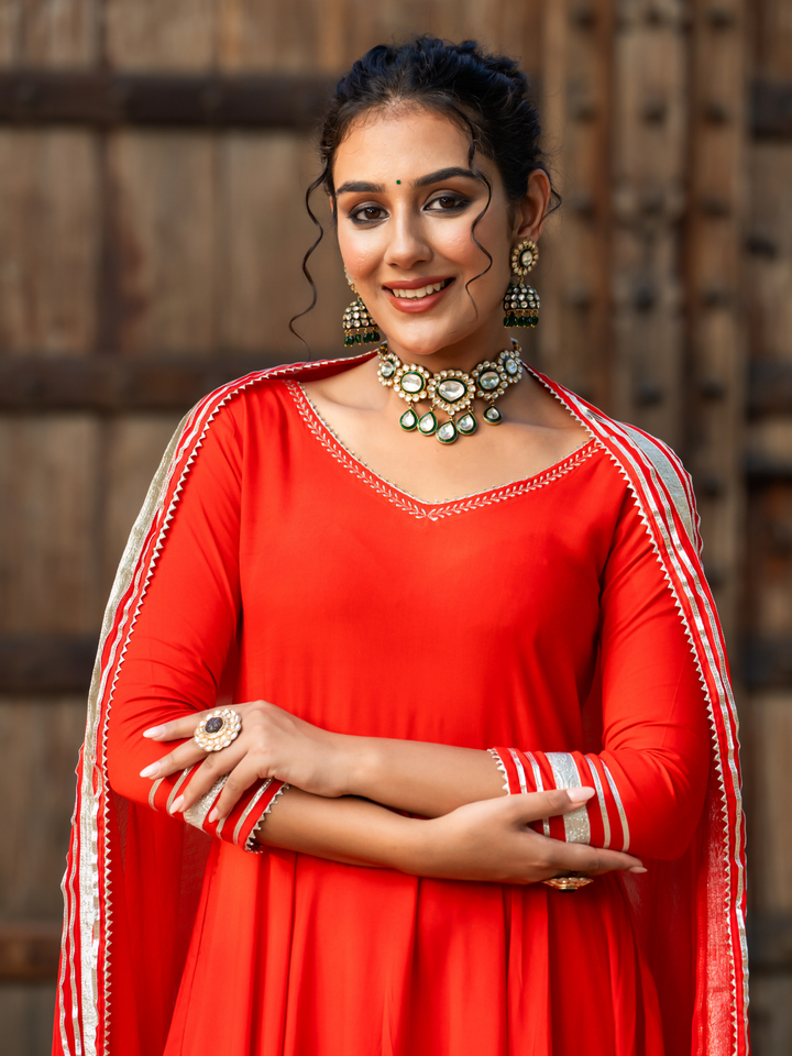 SCARLET GOTA ANARKALI SET