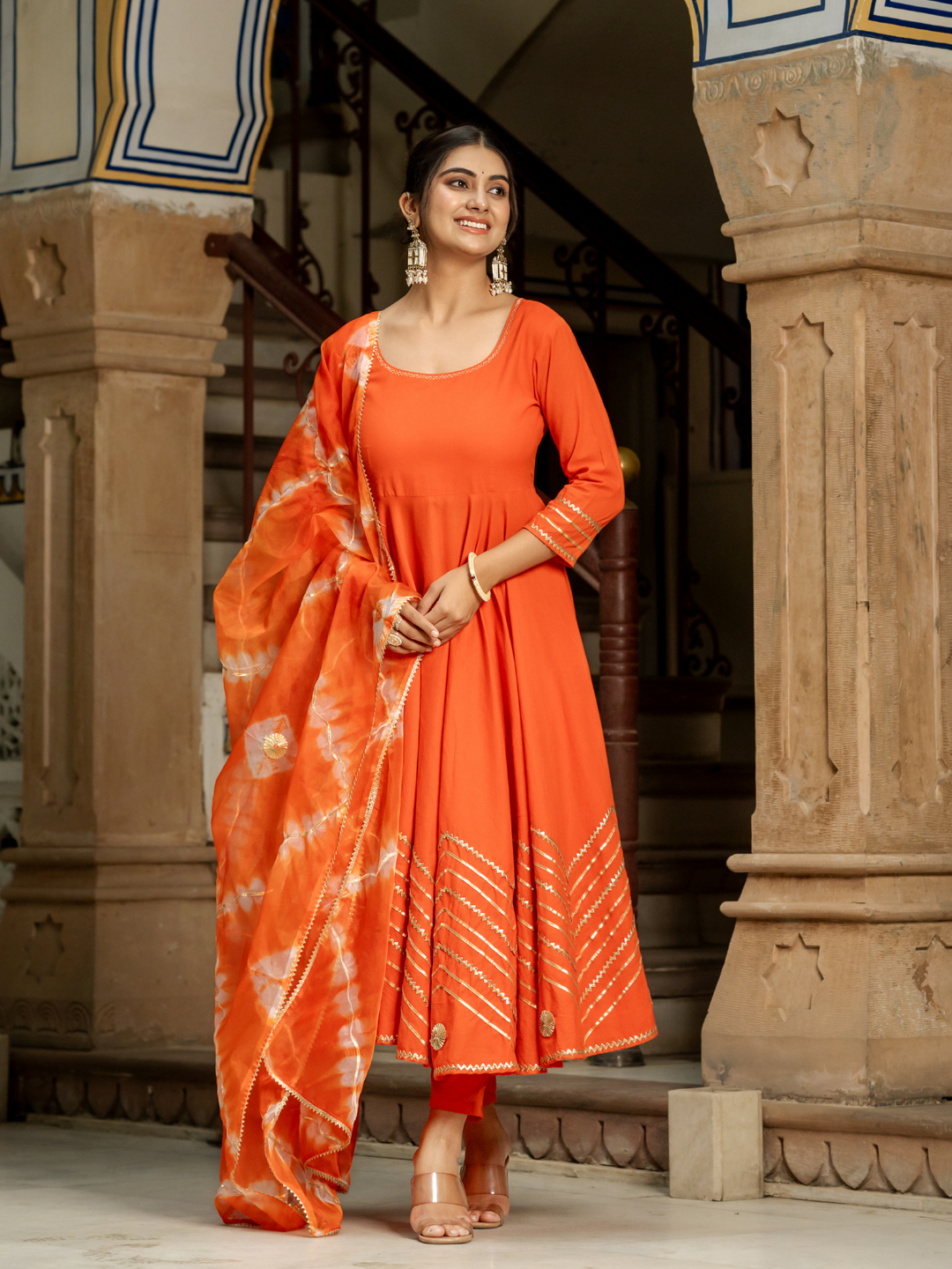 ORANGE AURA GOTA SUIT SET
