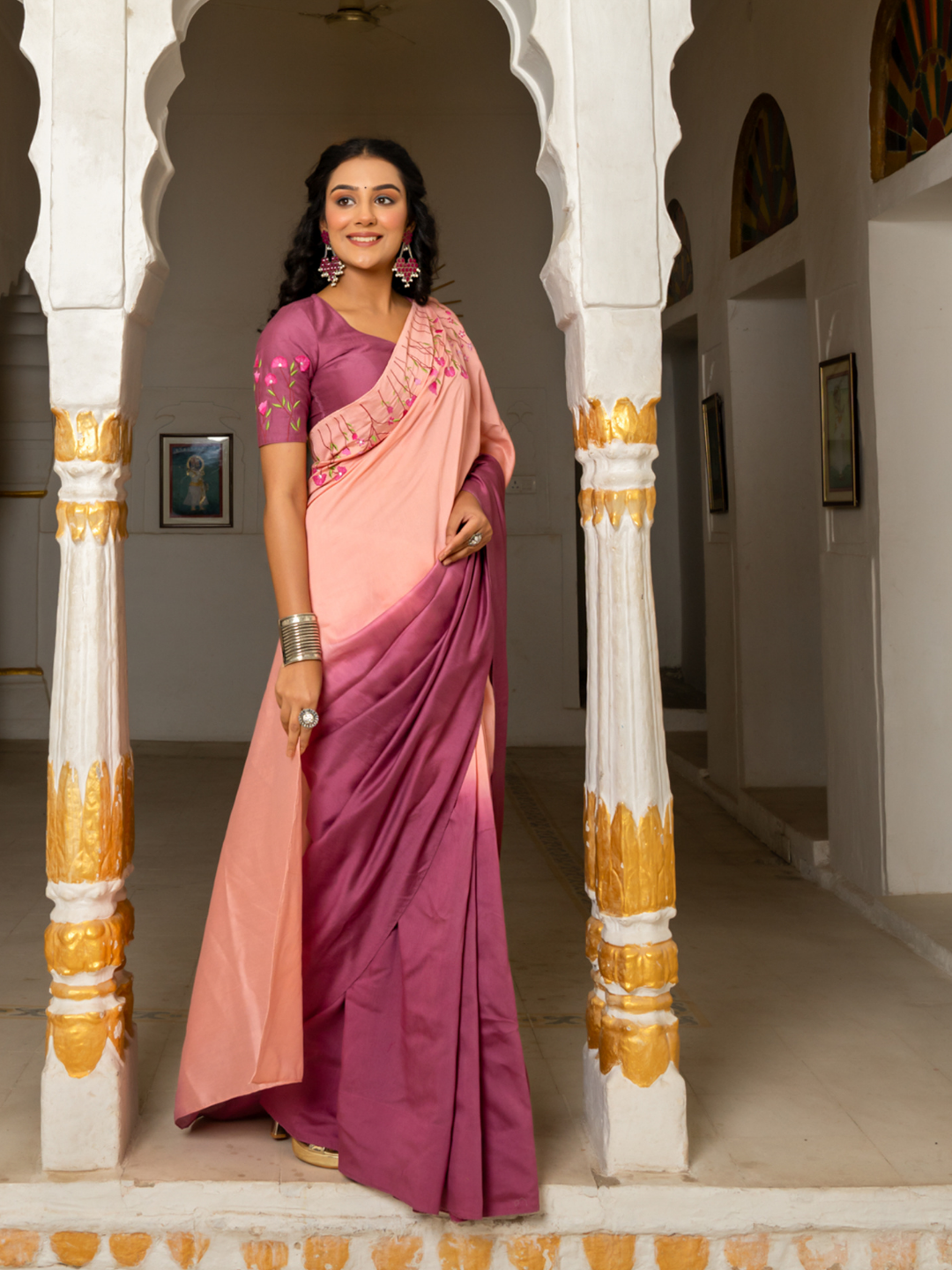 FLORENTIA CHANDERI EMBROIDERY SAREE