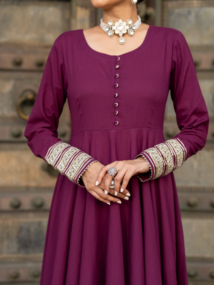 WINE ZARI SPLENDOR ANARKALI SET
