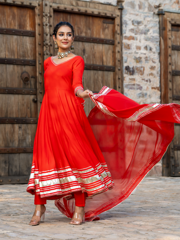 SCARLET GOTA ANARKALI SET