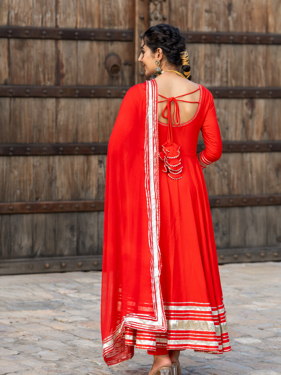 SCARLET GOTA ANARKALI SET