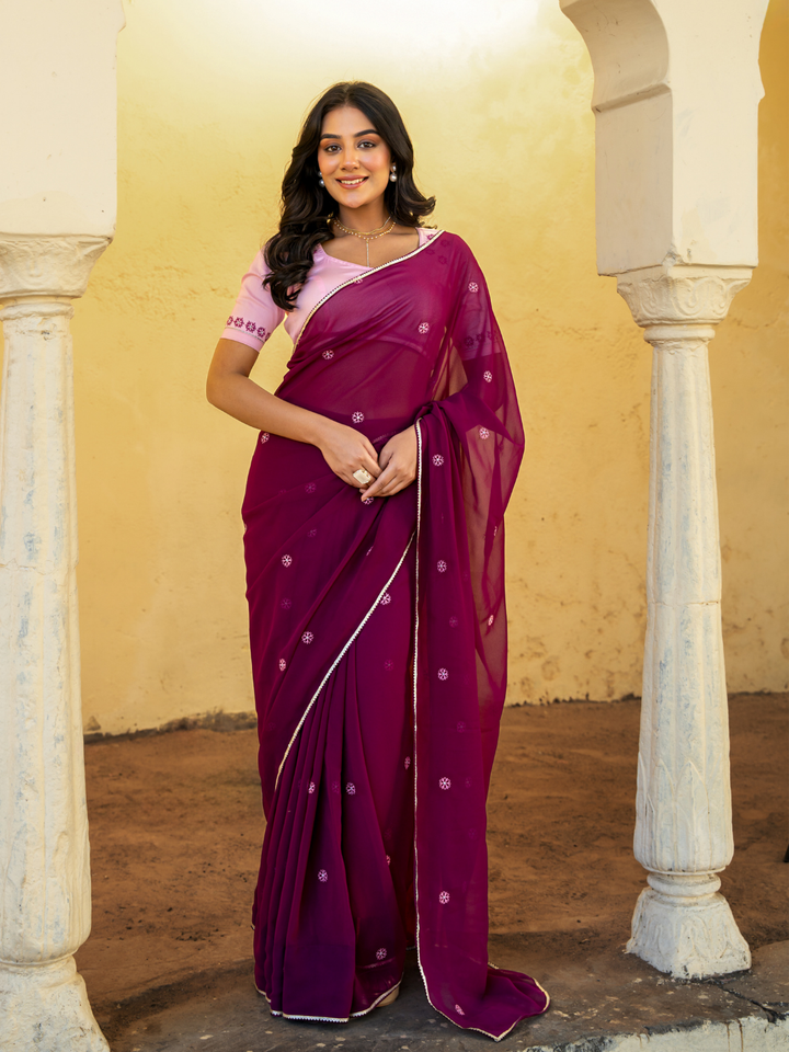 VIOLETTA GEORGETTE EMBROIDERY SAREE