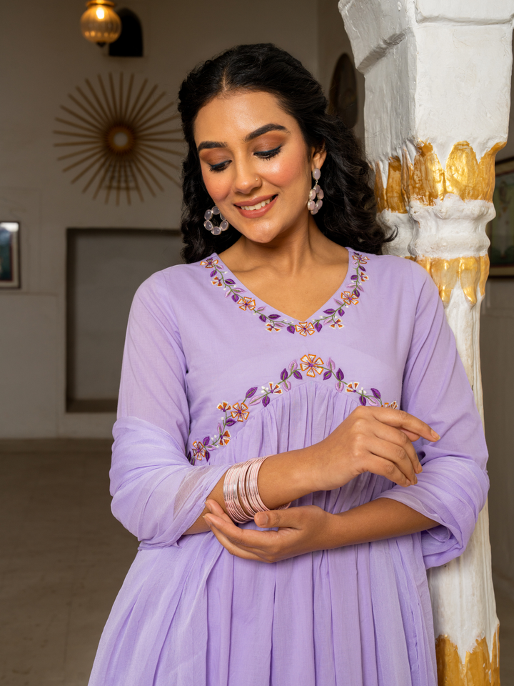 LAVIKA COTTON EMBROIDERY KURTA SET