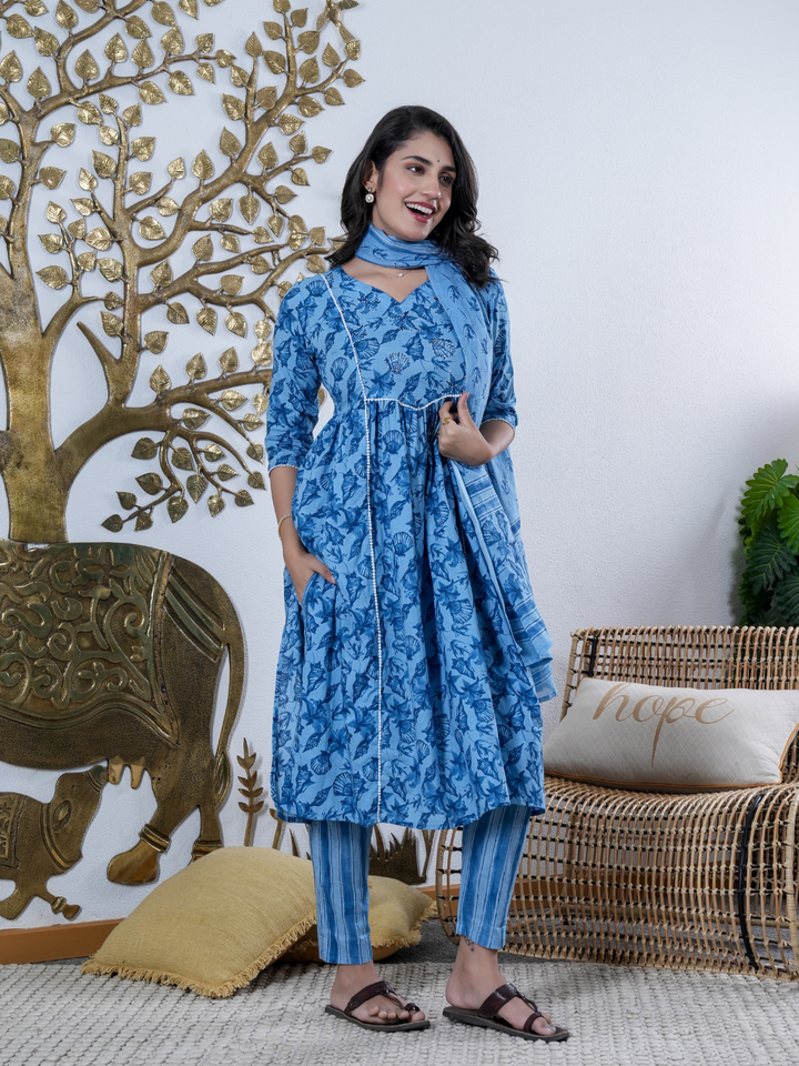 NEEL KANTHA BHARAI COTTON SUIT