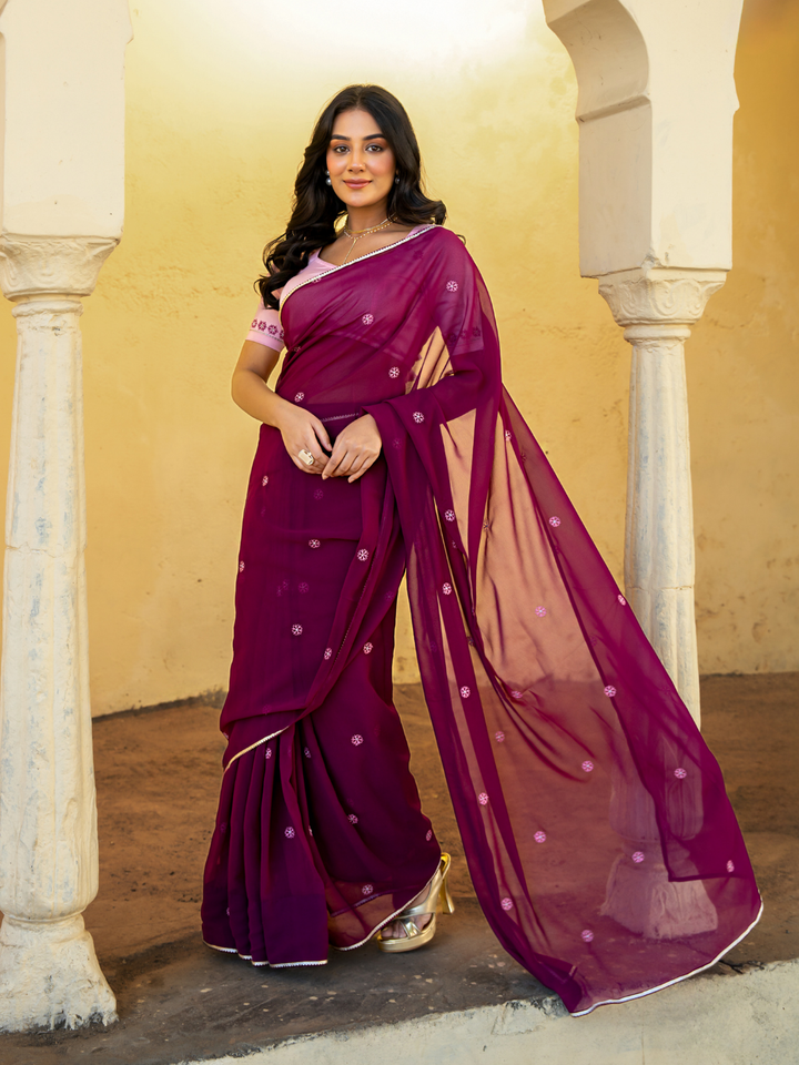 VIOLETTA GEORGETTE EMBROIDERY SAREE