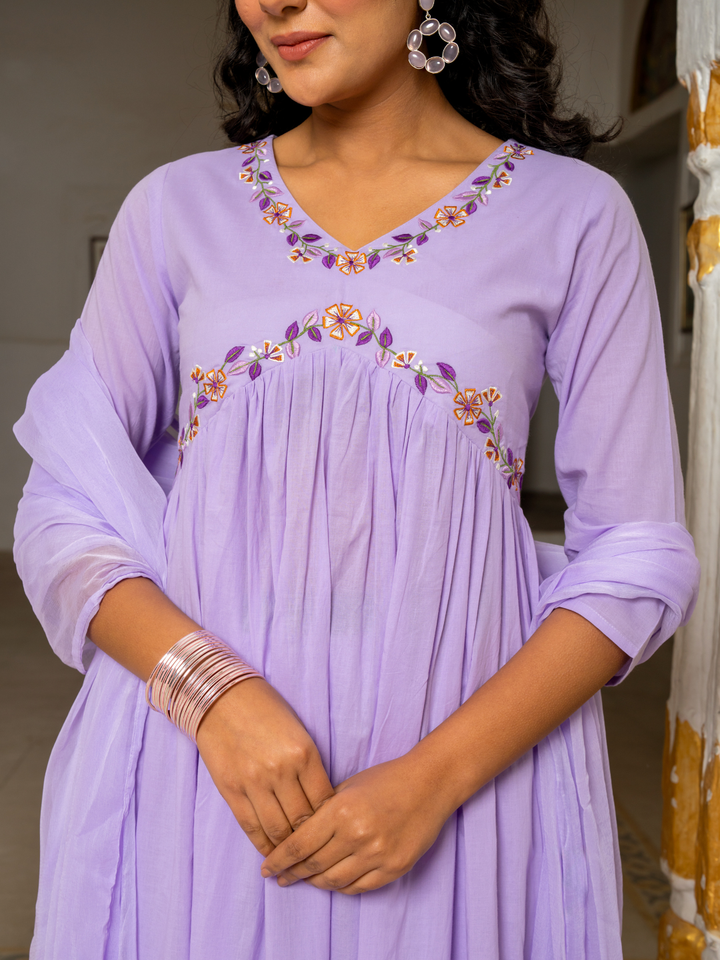 LAVIKA COTTON EMBROIDERY KURTA SET