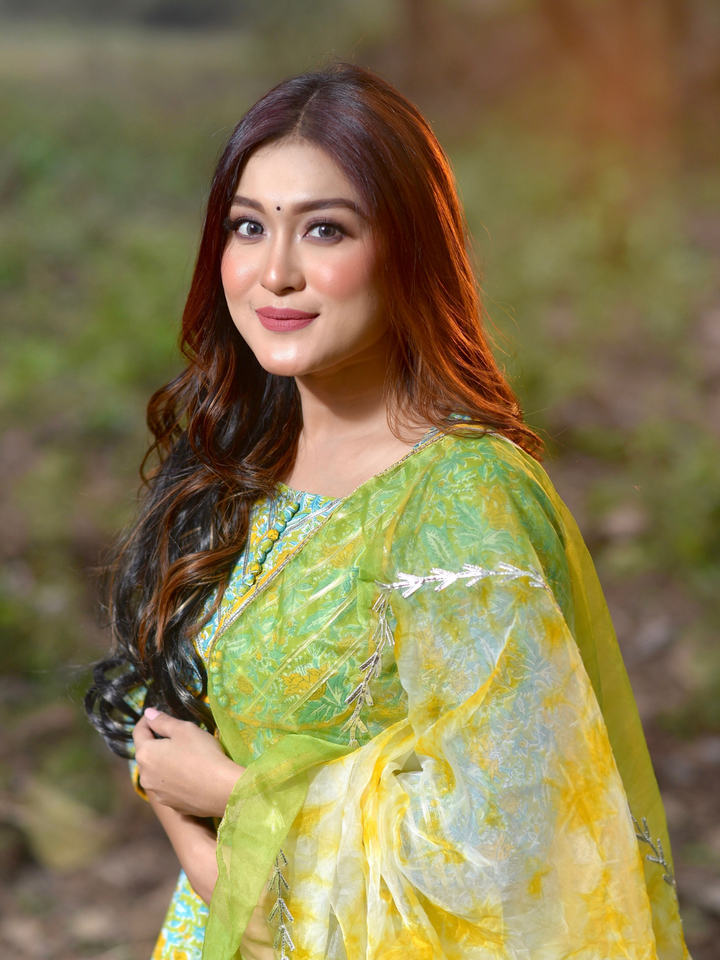 GREEN FLORAL GOTTA LACE SUIT SET