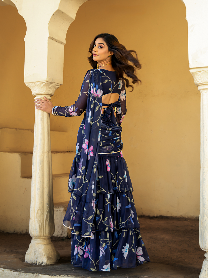 NEELAMIKA CHIFFON PRE-DRAPED SAREE