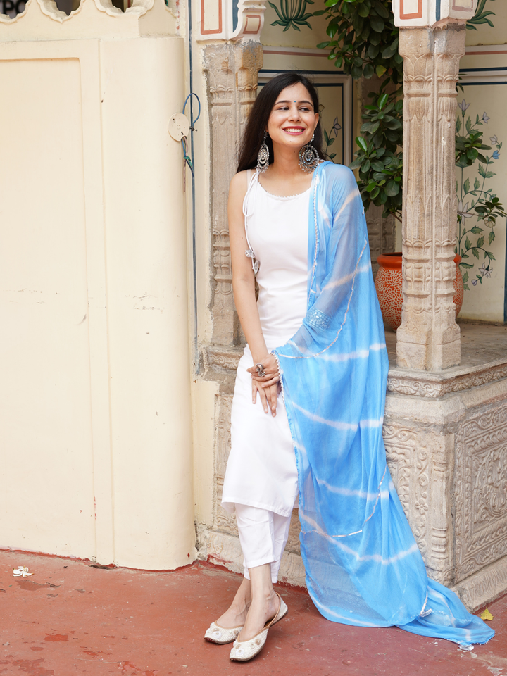 WHITE SOLID CASUAL KURTA SET
